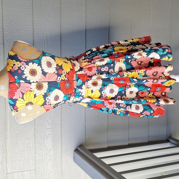 Modcloth Ixia 60's Colorful Floral Dress Size Small Made In USA Retro - Picture 6 of 10